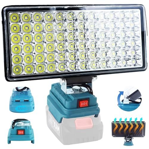 ☆新品☆LED投光器 作業灯 14.4V/18Vマーキータバッテリーとの互換性があり コードレスワークライト 高輝度 10000LM 6500K 明るさ2段階切替 明るさ持続 定電流設計 IP66防水 USBポート 180度を調整可能 長寿命 56b0fab1