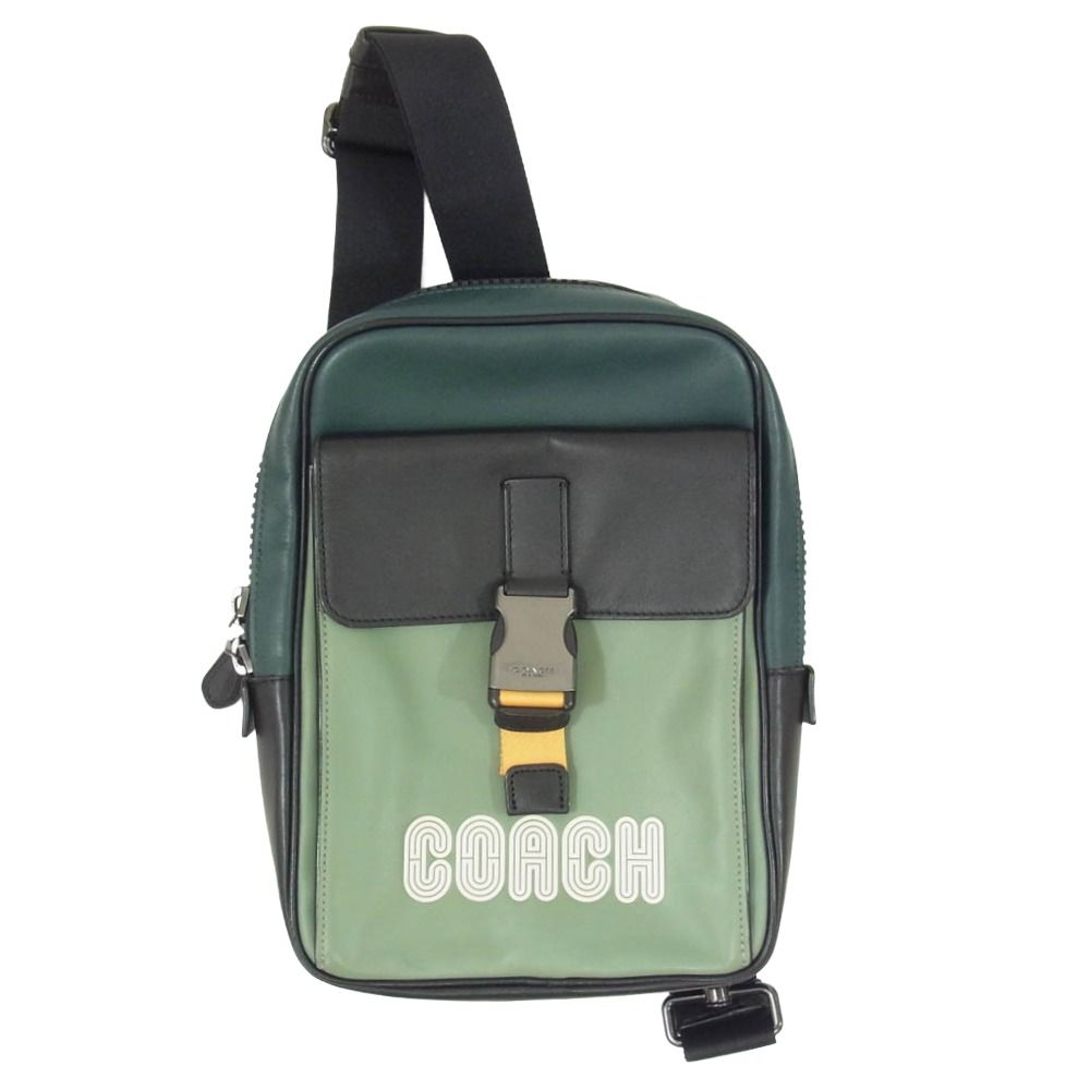 COACH コーチ C6647 ロゴ ボディバッグ ショルダーバッグ クロスボディバッグ グリーン系【中古】