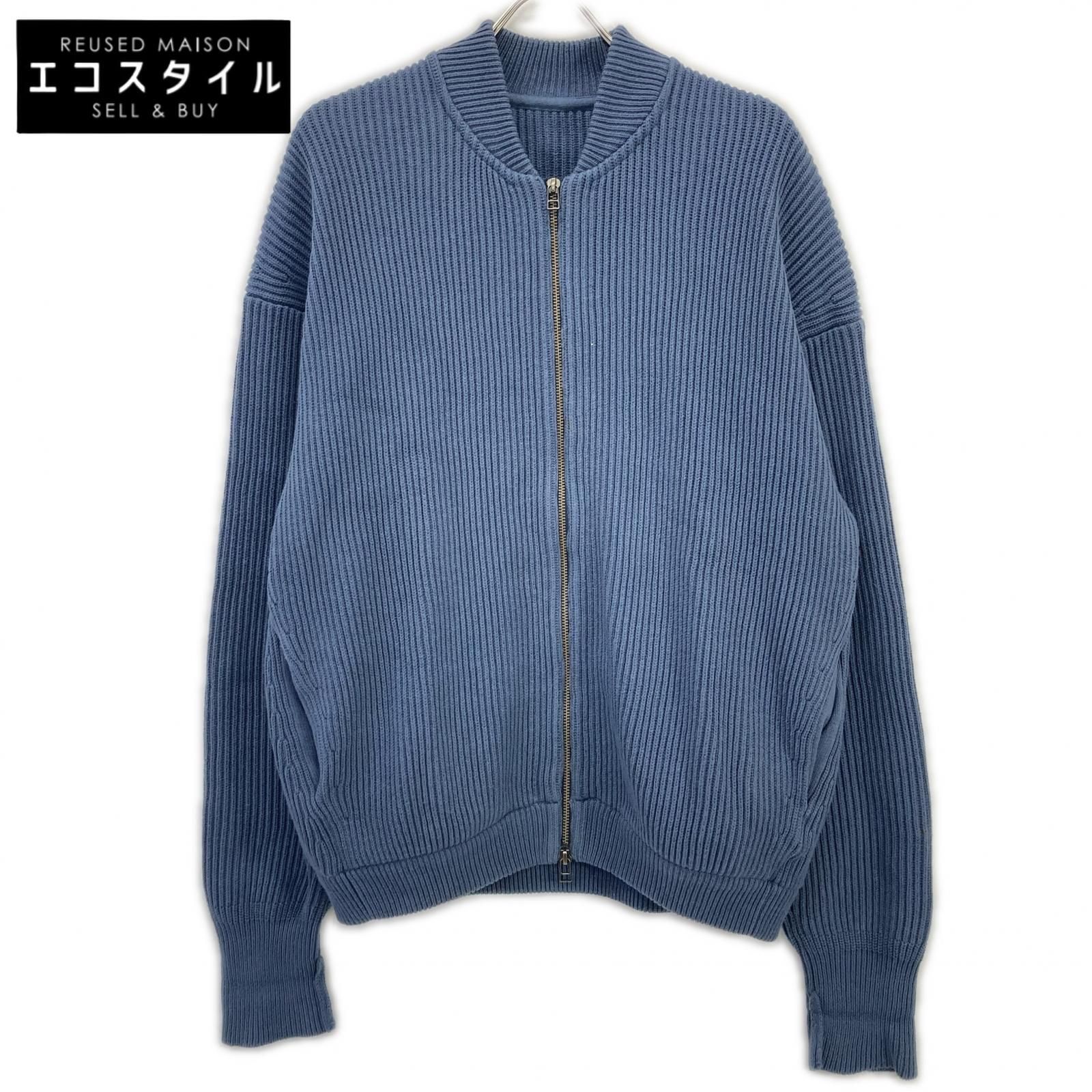 crepusucule　クレプスキュール　1903-011 ブルー rib stitch zip cardigan　2