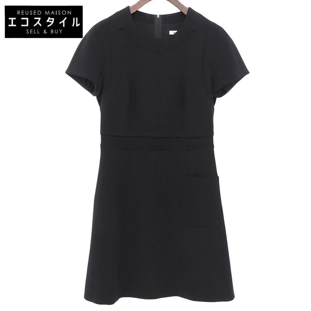 FOXEY NEW YORK　フォクシーニューヨーク　トップステッチドショートスリーブ ミニドレス ワンピース レディース ブラック 38 36081　38