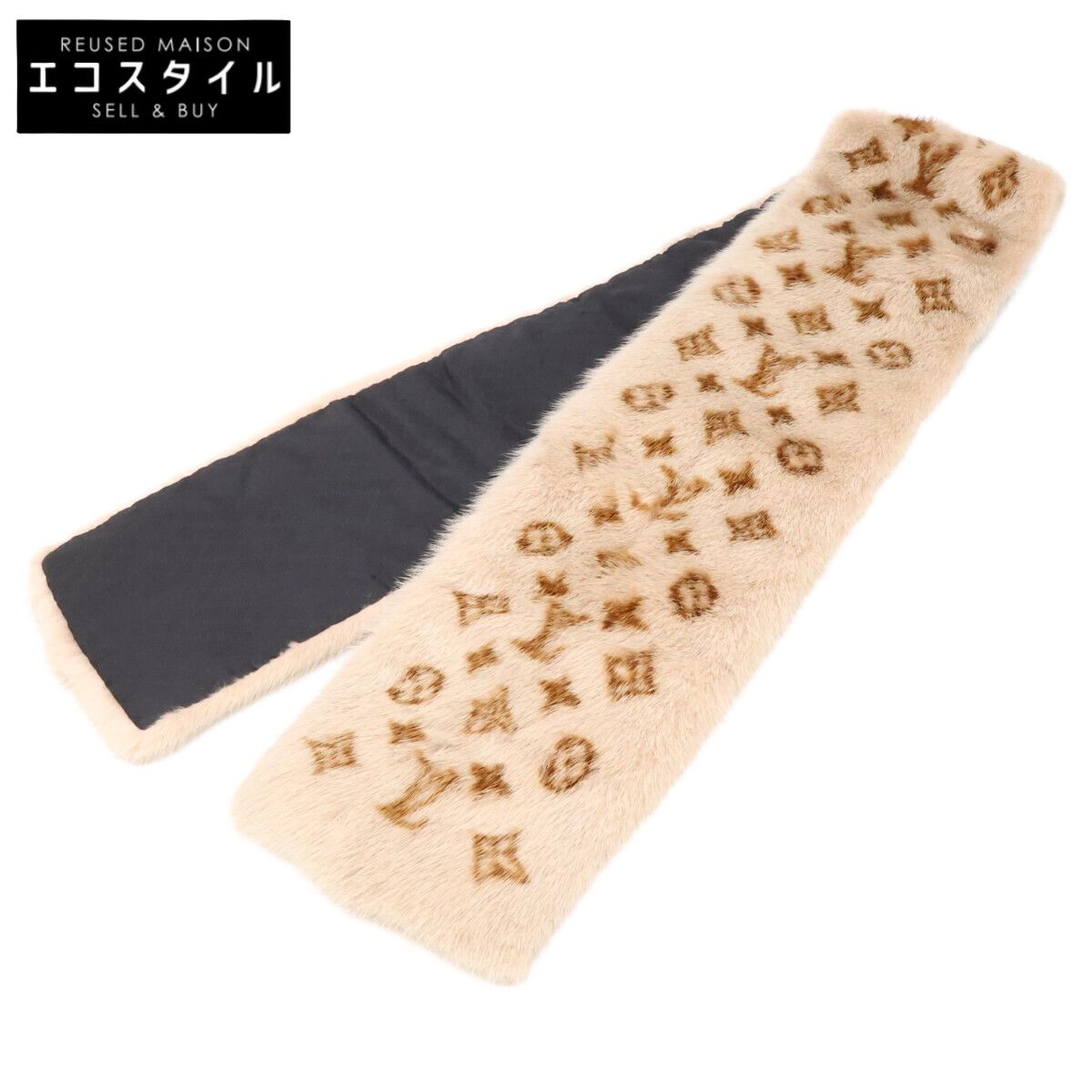 LOUIS VUITTON　ルイヴィトン　【美品】M75761 エシャルプ・モノグラム ミンク ティペット