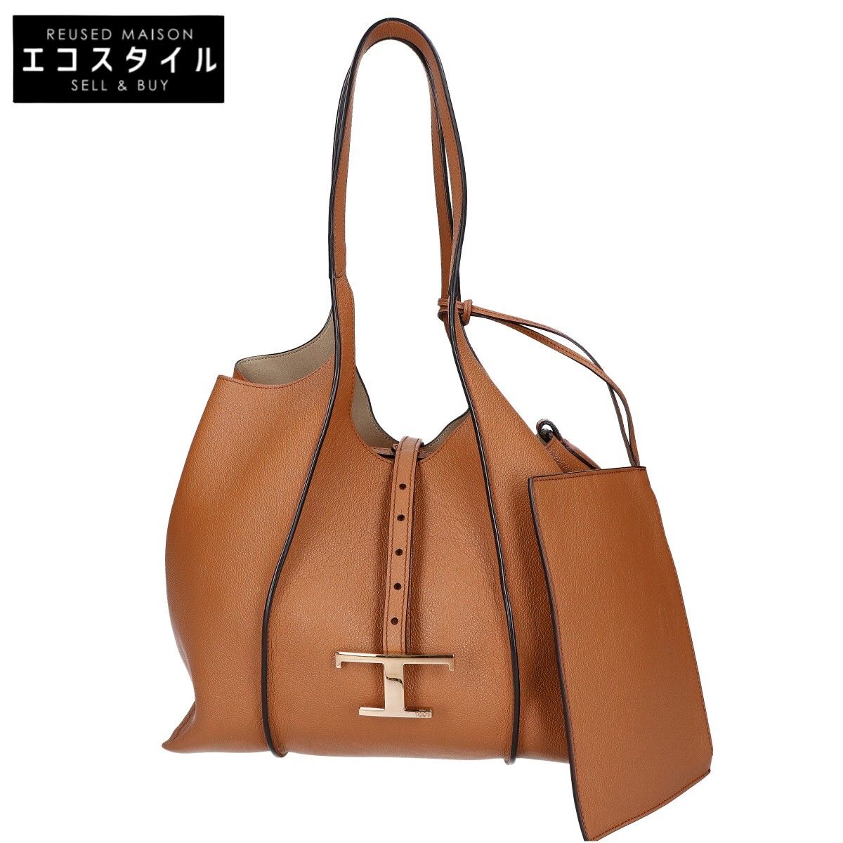 TOD'S　トッズ　XBWTSBA0200Q8ES410 T タイムレス レザー ショッピングバッグ スモール　-