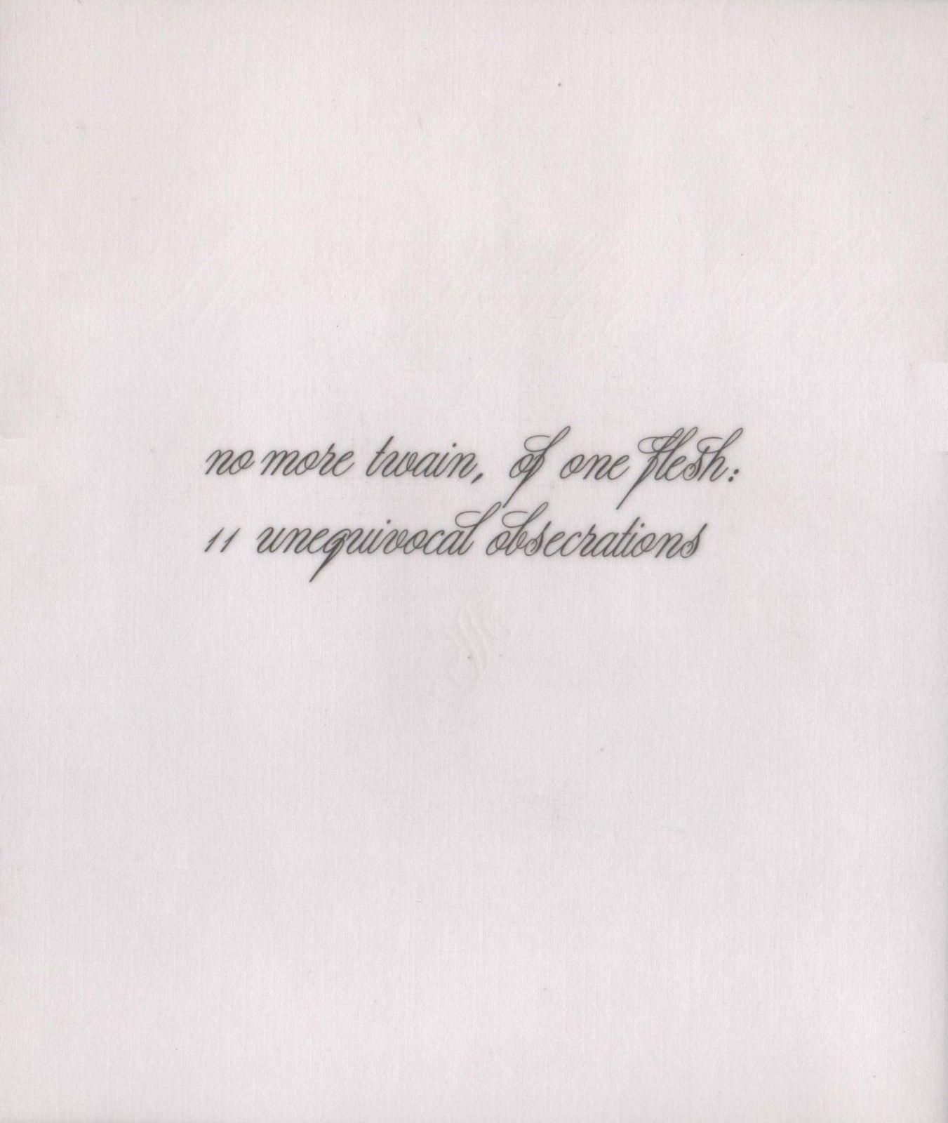 【CD】No More Twain, Of One Flesh