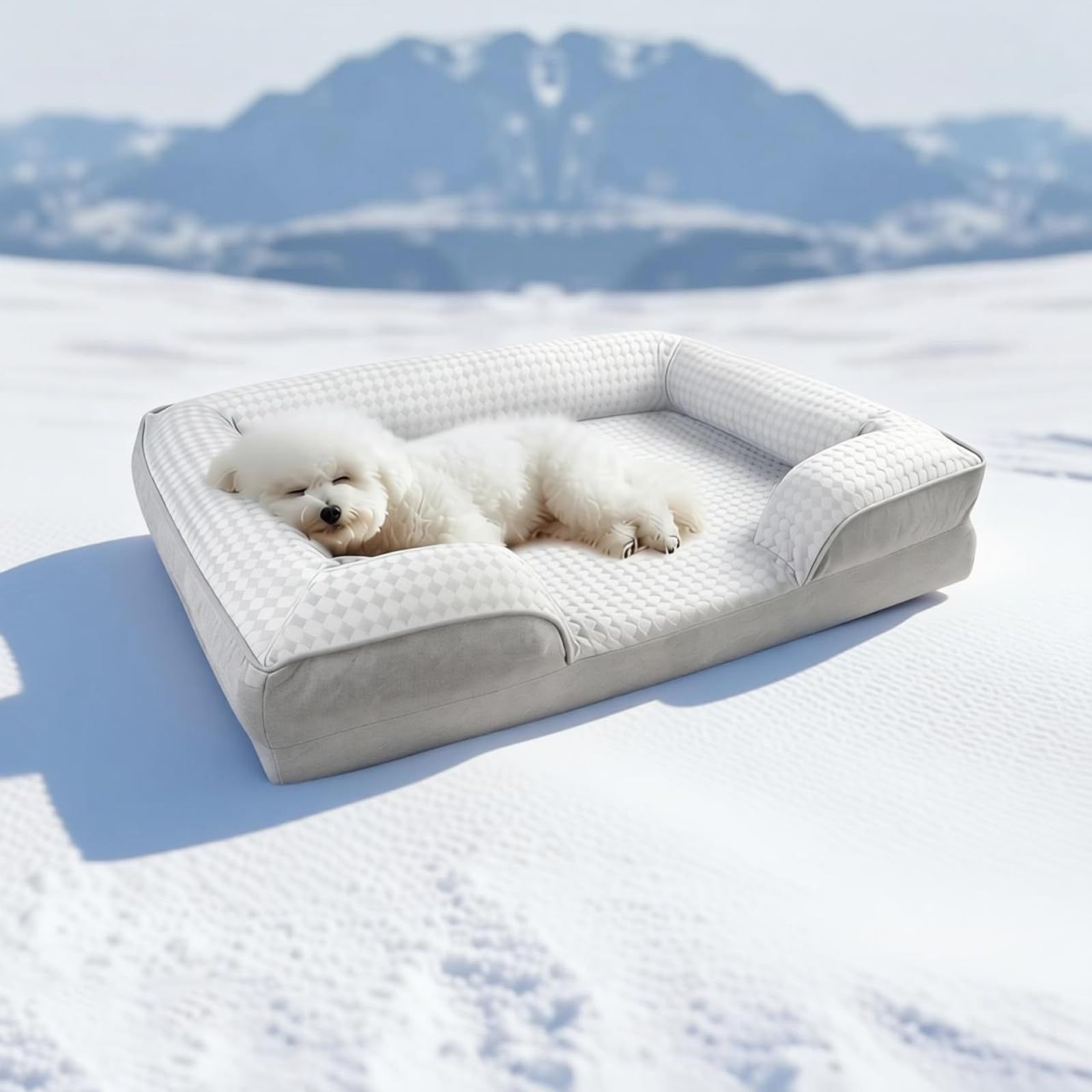 JEMAジェマ ペットクッション 犬ベッド ペットベッド ペットソファーベッド 夏用 ひんやり 冷感 冷感ベッド 暑さ対策 洗える ふわふわ 枕付き 犬寝床 防水 滑り止め 老犬介護 床ずれ 防止 通年使用 春夏 中型犬 大型犬 多頭飼い 70*58*17as