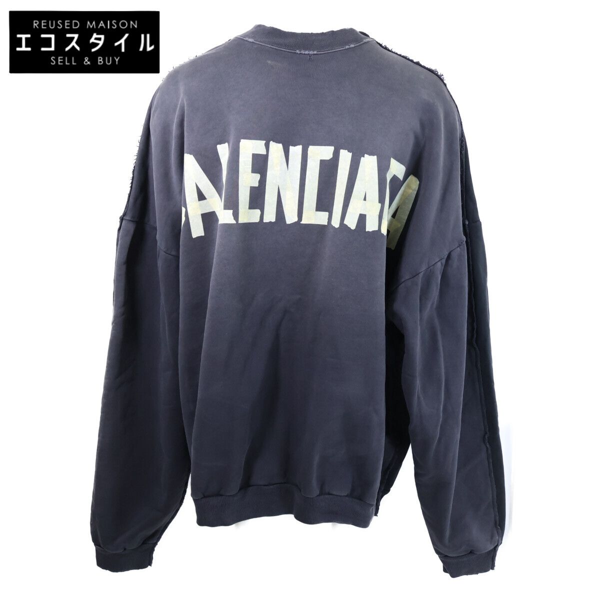 BALENCIAGA　バレンシアガ　【国内正規/23年製】791614 Double Front Crew ダブルフロント ダメージ加工 クルーネック スウェットシャツ　S