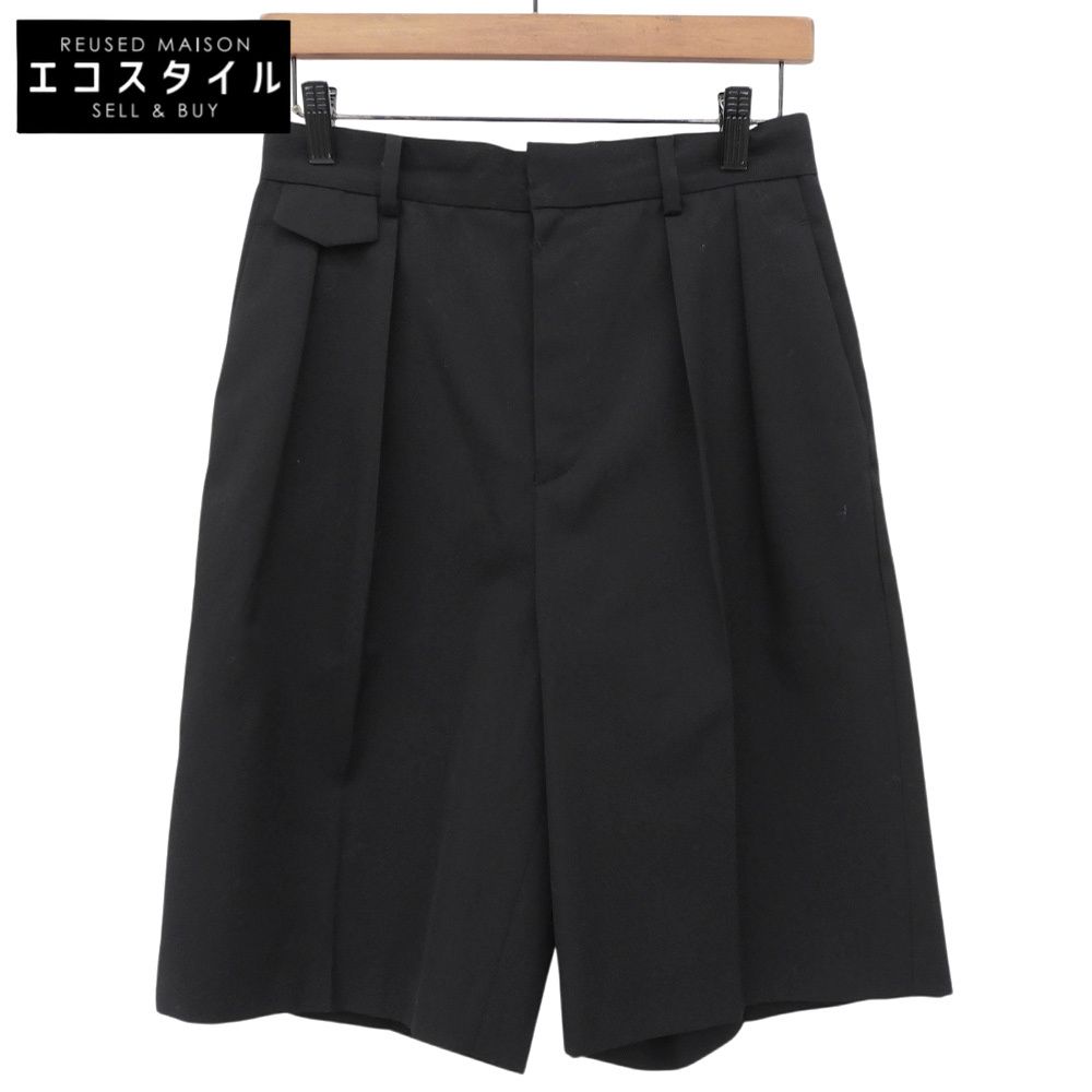 LOEFF　ロエフ　美品 ウール センタープレス ハーフパンツ ボトムス レディース ブラック 1 8819-299-0017　1