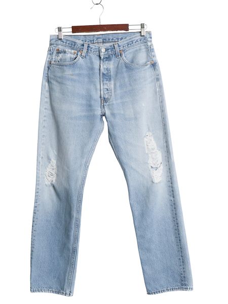 雰囲気系 90s USA製 リーバイス 501 デニム パンツ メンズ 32 30 オールド ストレート ジーンズ ジーパン ヒゲ クラッシュ ダメージ 赤タブ