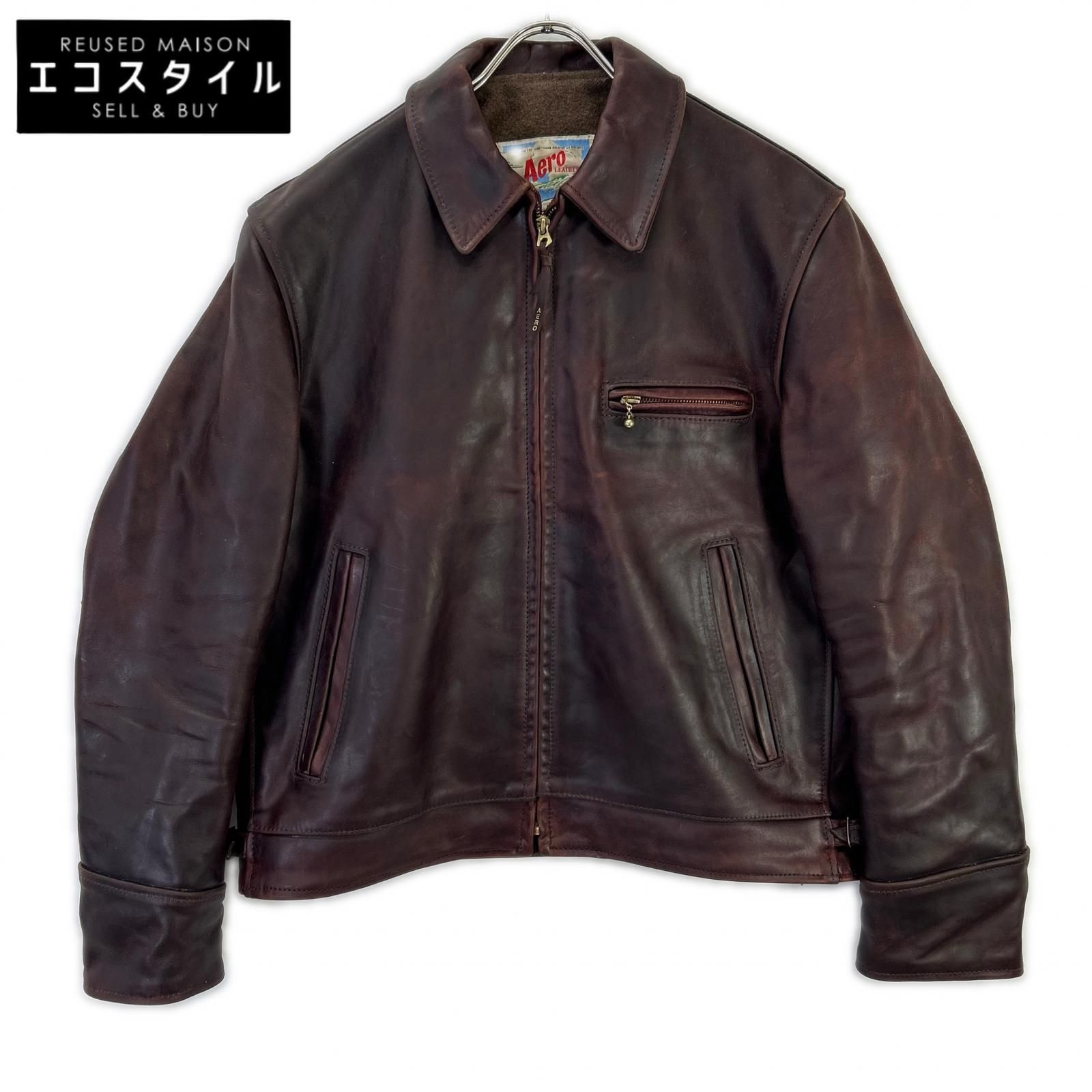 AEROLEATHER　エアロレザー　ボルドー ホースハイド アルパカライナー ハイウェイマン ジャケット　38