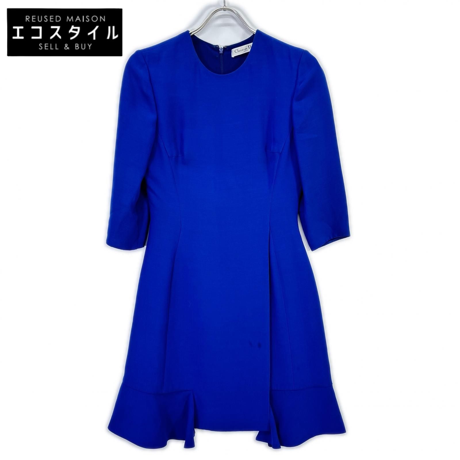 Christian Dior　クリスチャンディオール　5C21669A1726 ブルー フレアシルエット ワンピース　36