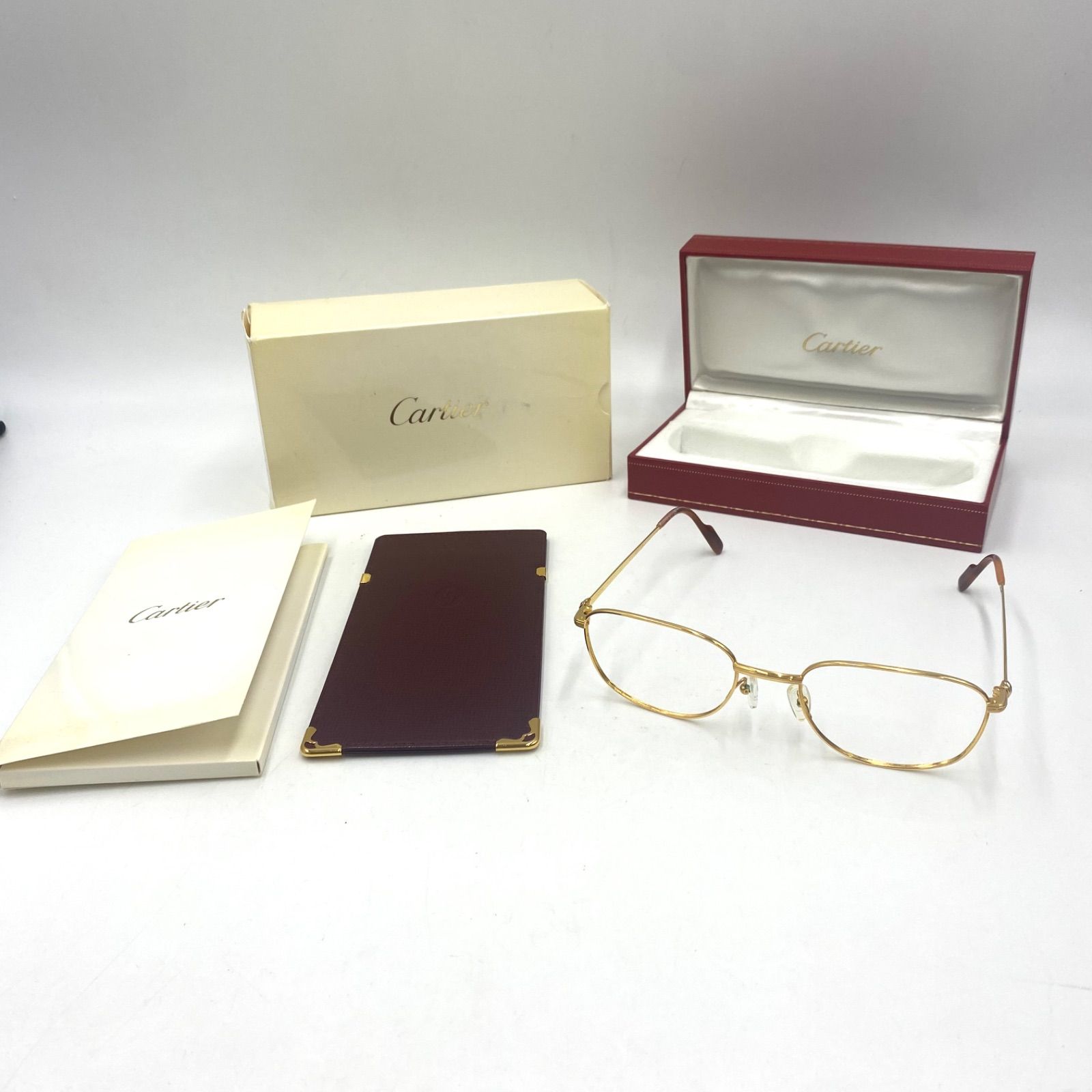 【極上】【レンズなし】　Cartier カルティエ　めがね　メガネ　眼鏡　メガネフレーム　パンテール　トリニティ　ゴールド　シルバー　56□21