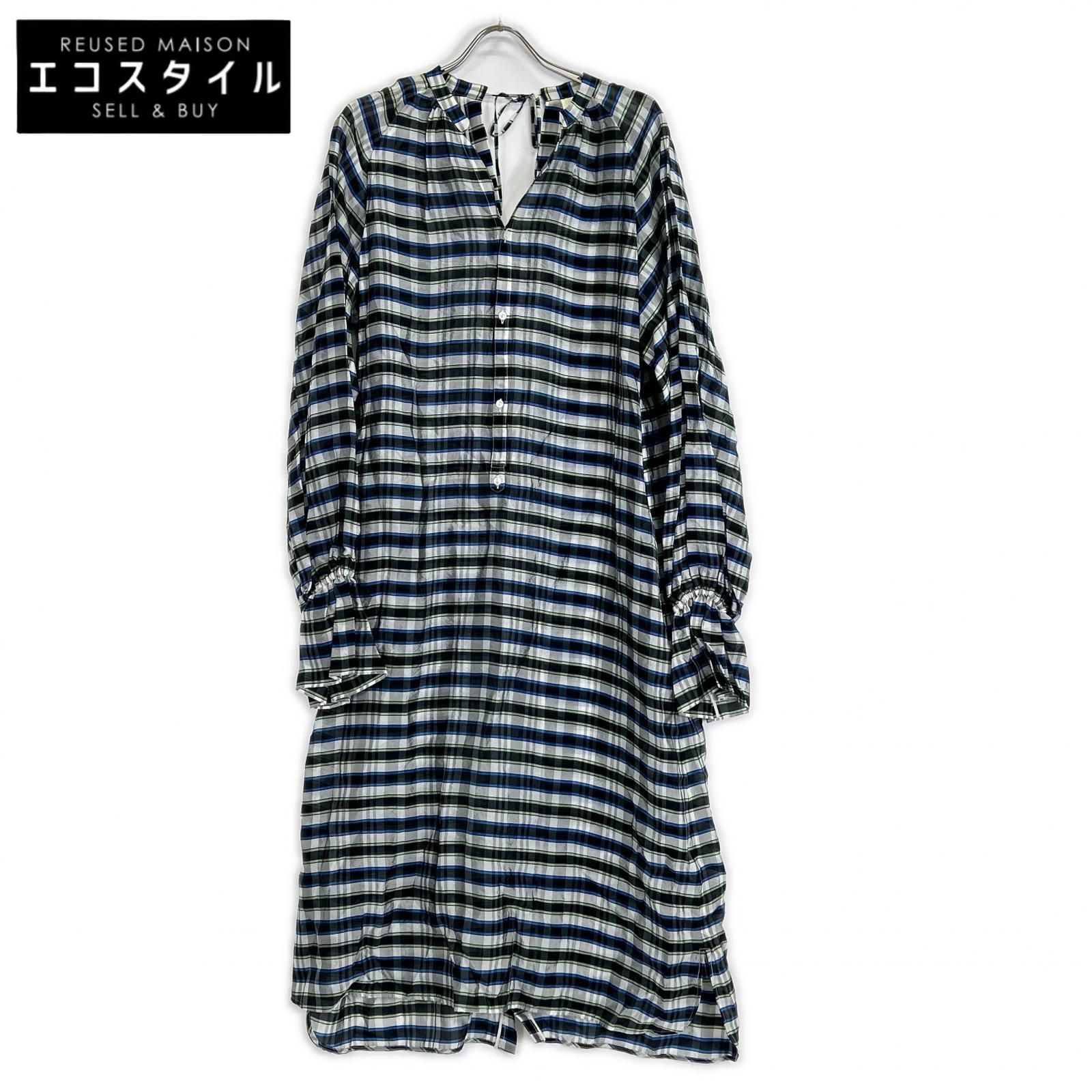 nagonstans　ナゴンスタンス　470BA333-5930 グレー×ブルー×グリーン ナイロン混 チェックワンピース　38