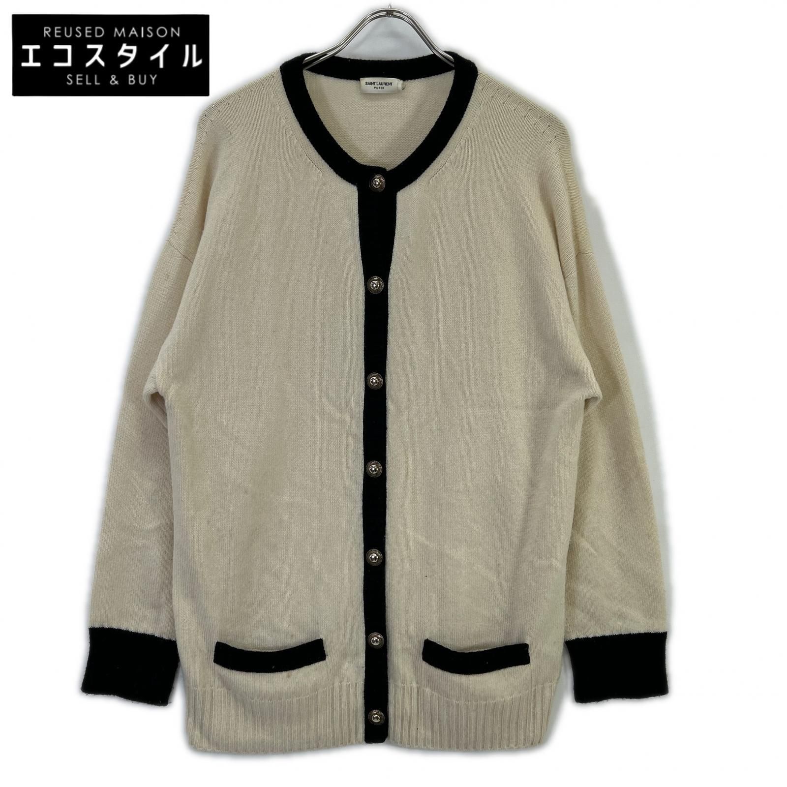 SAINT LAURENT PARIS　サンローランパリ　648449 アイボリー カシミヤ100 ニットカーディガン
