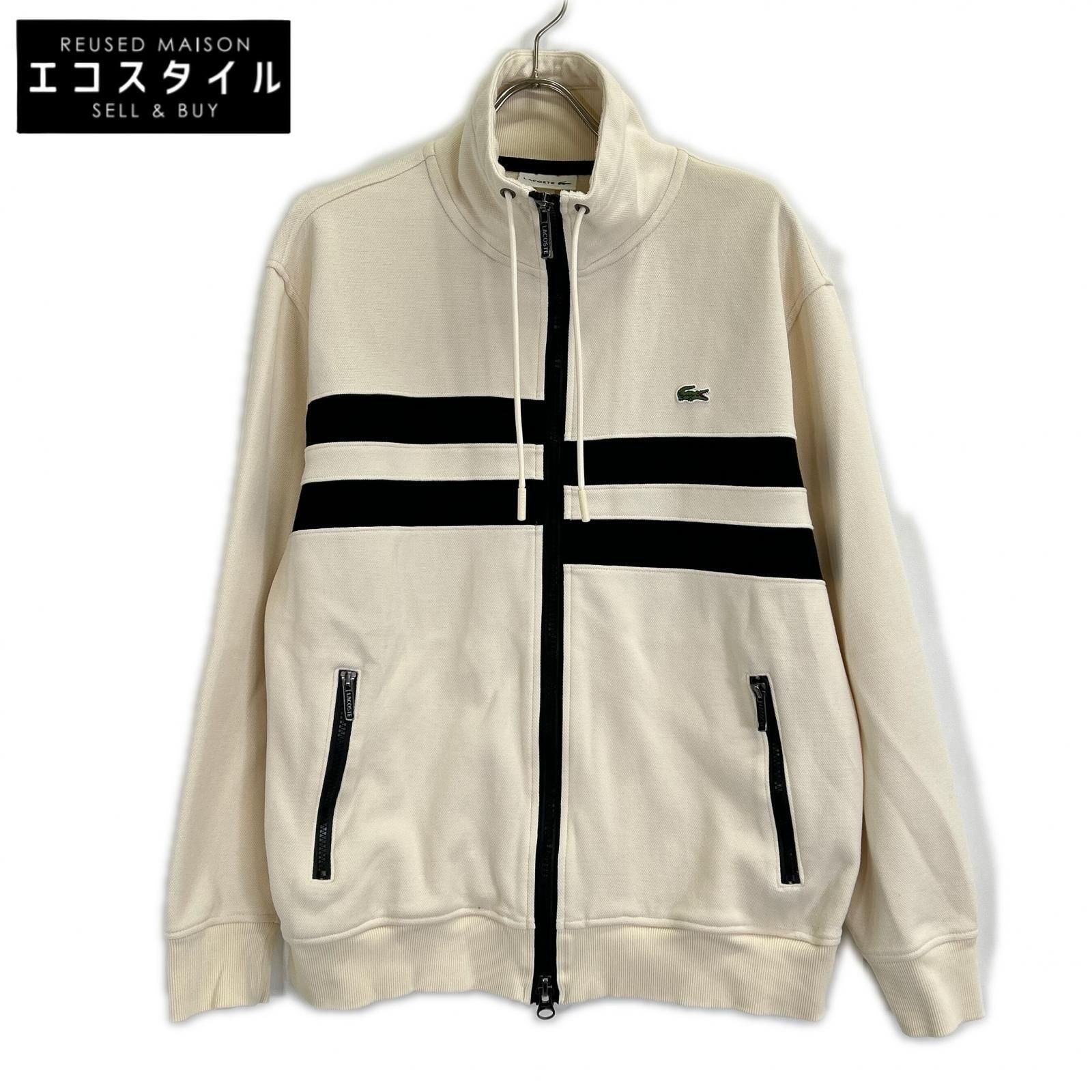 Lacoste　ラコステ　アイボリー アシンメトリーボーダーハイネックジャケット　M