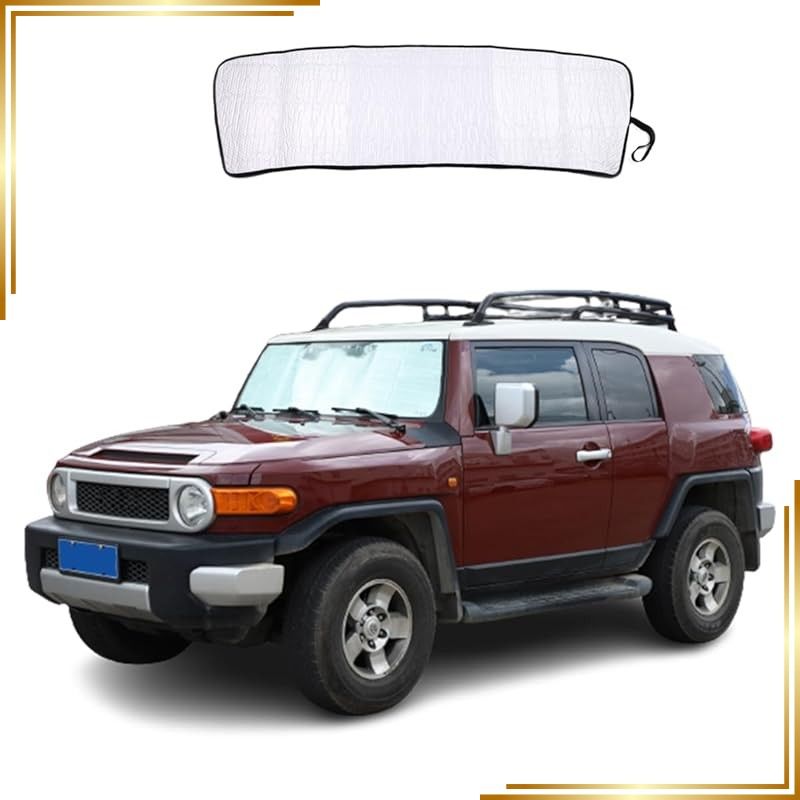 【新品】 トヨタ FJ クルーザー 2007～2021年に対応 車用 サンシェード UVカット 日よけ フロントガラスサンシェード カーシェード フロントサンシェード 遮光断熱 夏 紫外線 コンパクト収納 内装パーツ カー用品 車種専用設計 (折り畳みタイプ)