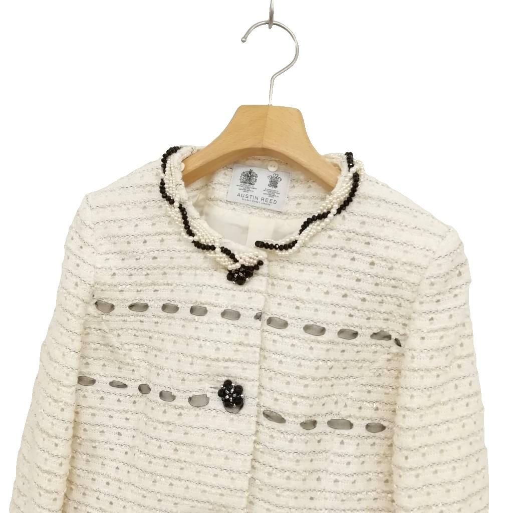 AUSTIN REEDオースチンリード セットアップ 刺繍 40Lサイズパール付 オースチン リード Austin Reed ツイード スカート スーツ