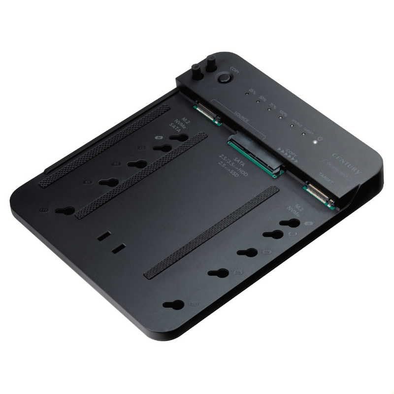 新品 センチュリー HDD/SSDクレードル USB-C+USB-A接続 M.2､3.5インチ&2.5インチ対応 裸族のどれで～もステーション&クローン Mac/Windows11対応 ブラック [M.2対応 /SATA+NVMe /2台] CRCSNSU10