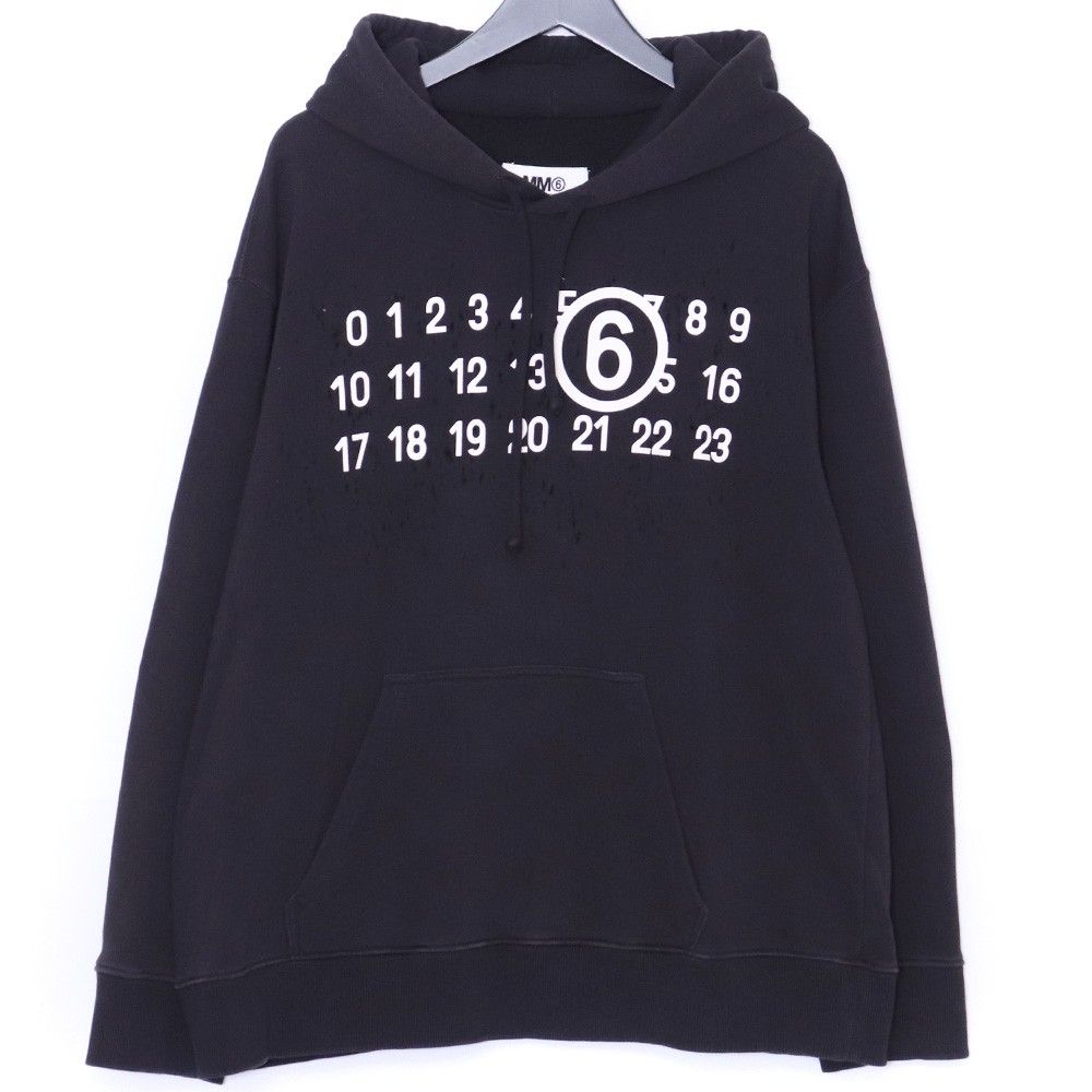 MM6 MAISON MARGIELA ナンバーロゴスウェットパーカー Mサイズ ブラック S62GU0112 S25454