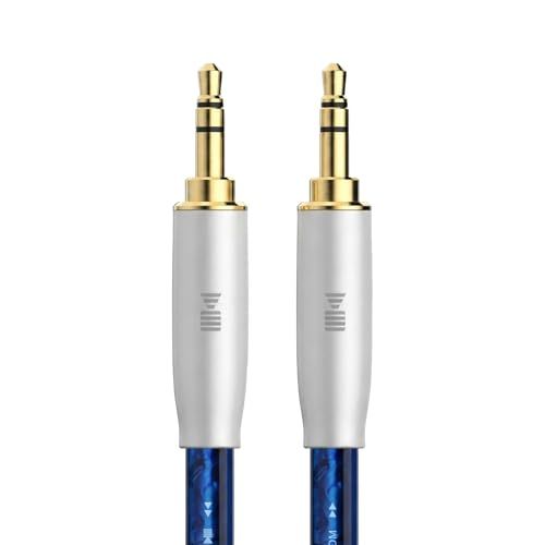 3.5mmオーディオケーブル【ハイエンド単結晶銅・銀メッキ】 AUX ケーブル オス-オス 金メッキ端子 ノイズ遮蔽 原音再生 Hi-Fi音質 ヘッドホン/DAC/アンプ/車 ホームステレオ用 耐久性編みサファイアPVC外装t d69c3d75