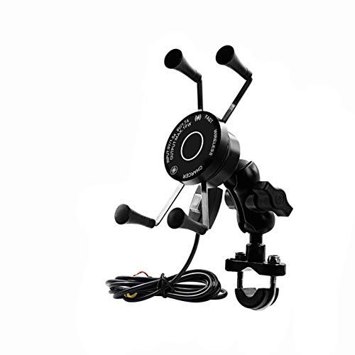 SHEAWA バイク 充電スマホホルダー Qiワイヤレス充電器 7.5W 10W Quick Charge 3.0搭載 急速充電 360度回転 アルミ製 電源スイッチ 車載ホルダー オートバイのハンドルやサイドミラーに取り付け可能ts 50a856db