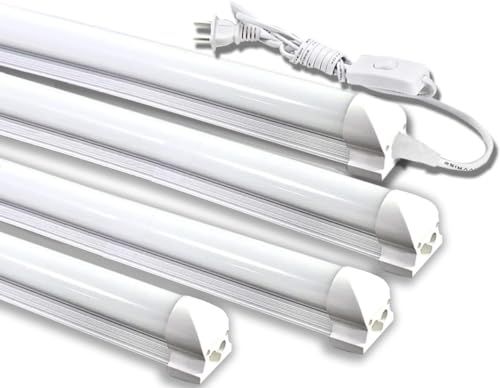 LED蛍光灯 40W形 器具一体型LED蛍光灯 T8 LED 直管 18W led 6000K-6500K 昼光色 天井照明 バーライト ベースライト 120cm 蛍光灯器具セット led照明 工事不要 軽量 連結コード付属 スイッチ付き【4 2198da12