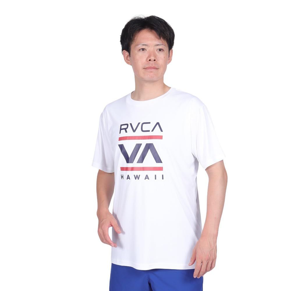新品 ルーカ（RVCA） ラッシュガード 半袖 Tシャツ 吸汗速乾 UVカット UPF50+ 紫外線対策 アウトドア スポーツ ISLAND RADIO ST BD041815 WHT （ホワイト/Ｍ/Men's）