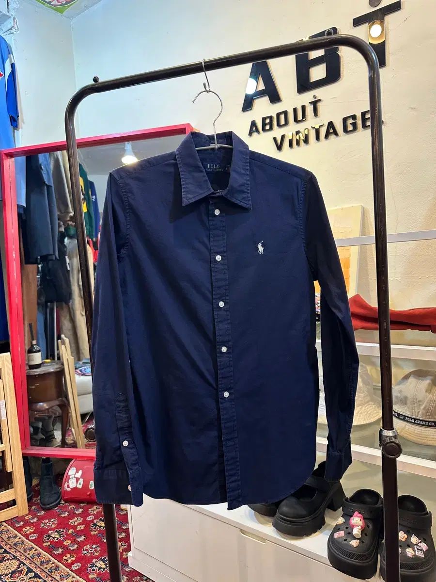 ポロ ラルフローレン ウィメンズ スリムフィット シャツ ネイビー