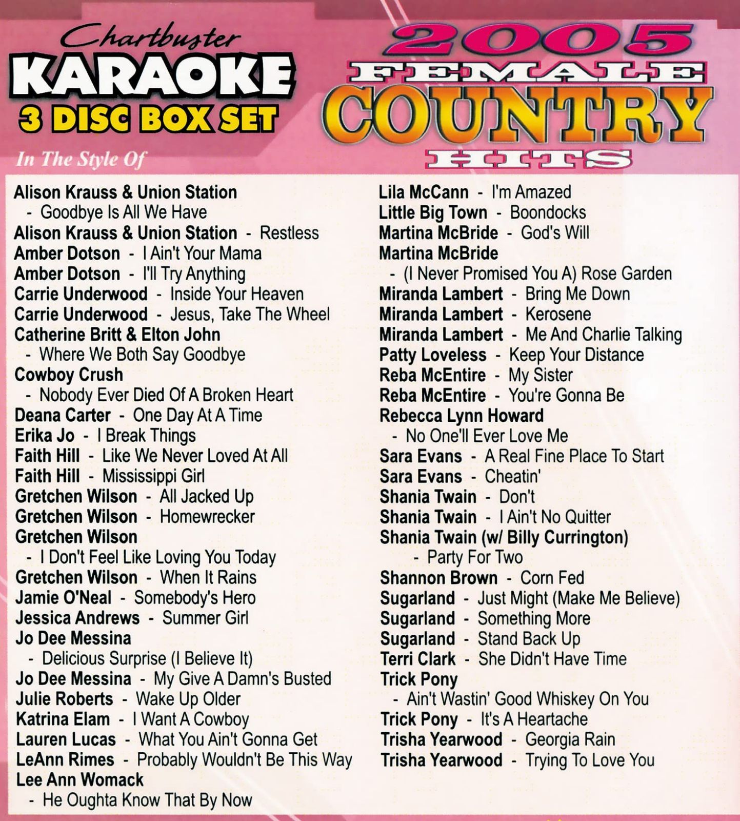 【CD】Karaoke: Country Female 2005