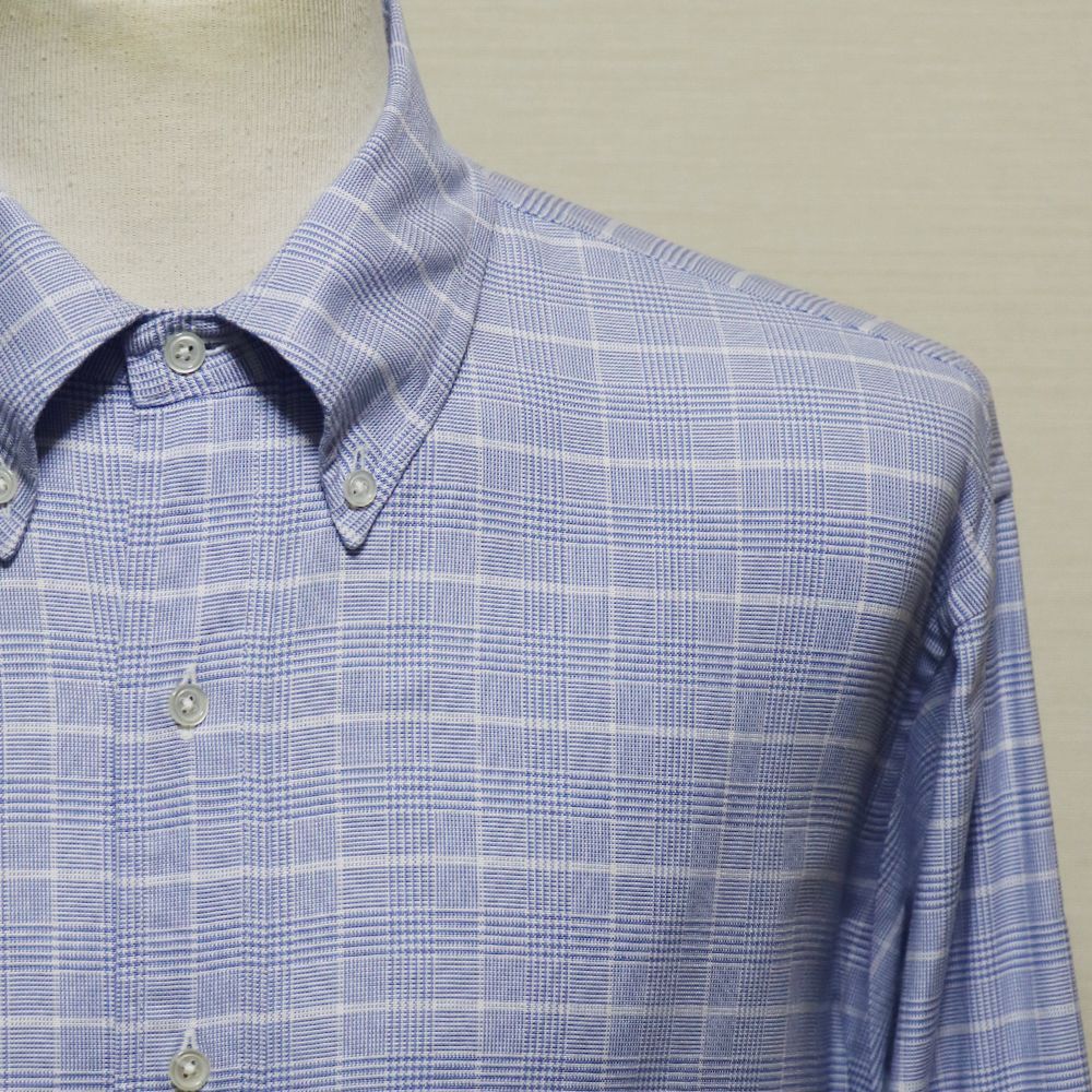 【ビックサイズ】ブルックスブラザーズ MADE IN USA ボタンダウンシャツ SAX×白 グレンチェック 17 1/2-35 2XL 3XL 青タグ REGENT ビックサイズ オーバーサイズ 美品 米国購入