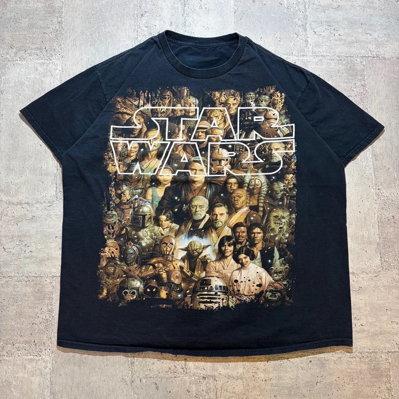 O-1657 ムービー Star Wars Full Cast スターウォーズ グラフィックプリントTシャツ サイズL相当