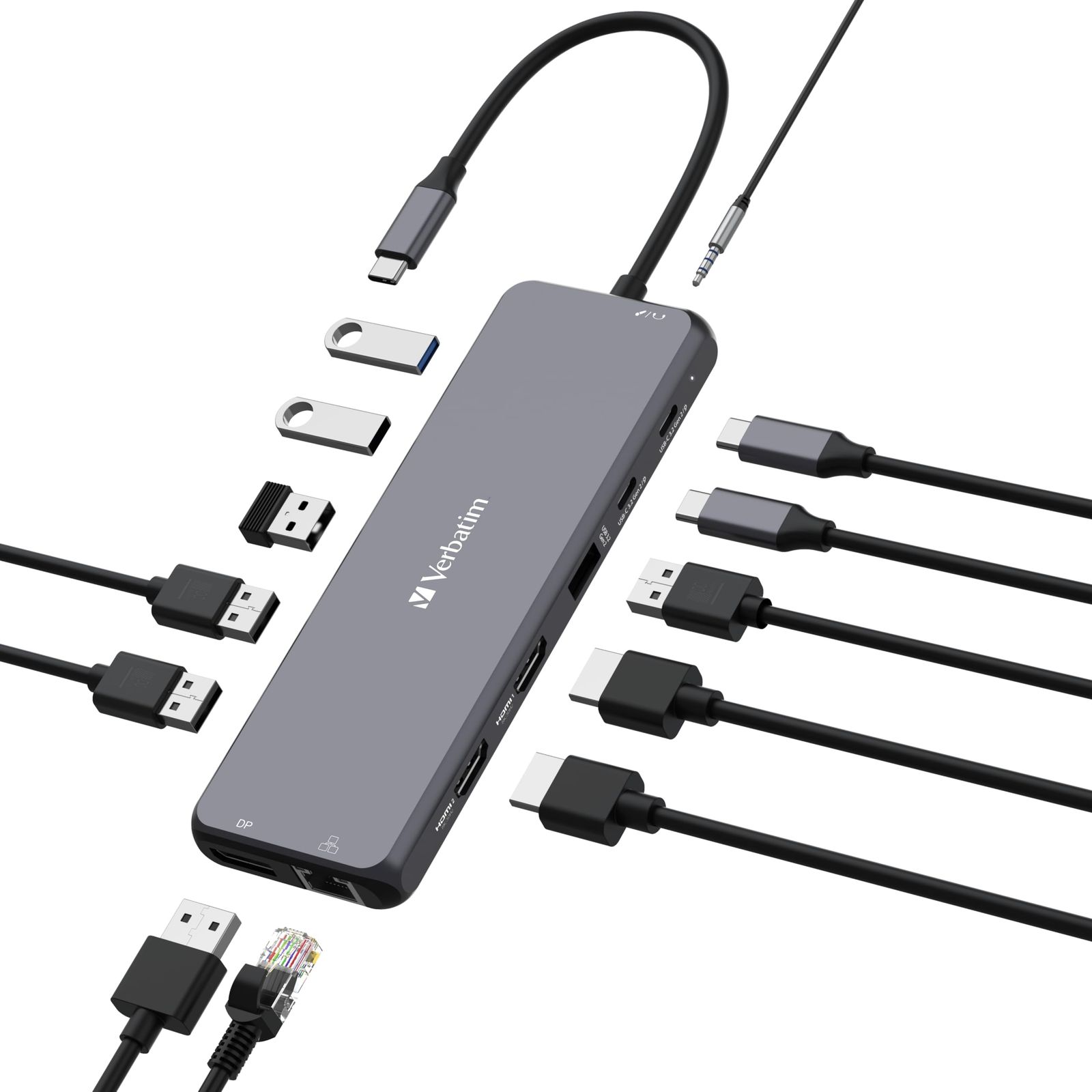 新品 バーベイタム(Verbatim) PD急速充電対応 USB Type-Cハブ 13 in 1 最大85W USB PD 対応 USB-Cポート 8K対応(30Hz) 5GbpsデータHDMI 8K(30Hz) ×2 DP オーディオ インサーネット US