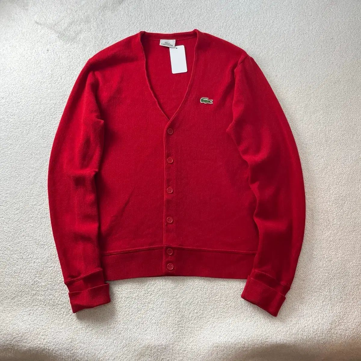 95 ラコステ ウール レッド カーディガン