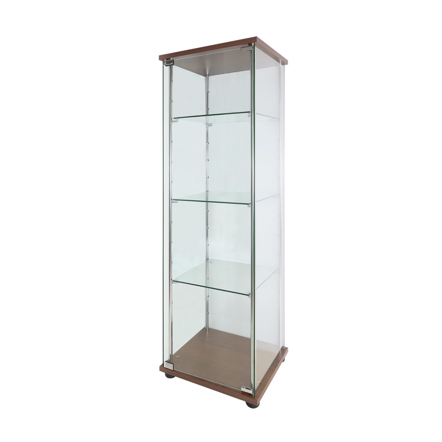 新品 地球家具 ガラスコレクションケース MISTA ミスタ 本体 スリムタイプ 高さ123cm 背面ガラスタイプ コレクションラック ガラスケース ディスプレイラック ※LEDユニット、扉用鍵は別売 (幅40cm ミドルタイプ、ブラウン)