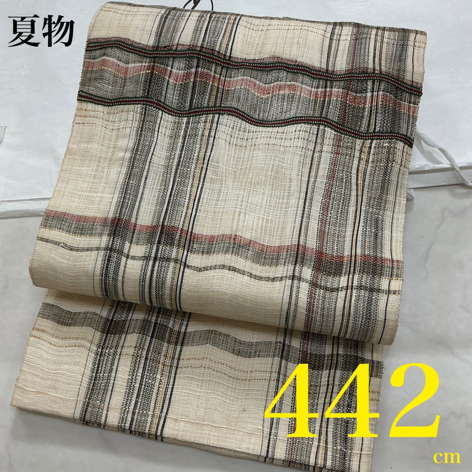 ◆kimono+one◆kimonoarisa◆厳選◆夏物単衣夏帯◆美品◆夏袋帯◆紗織◆長尺◆442㎝