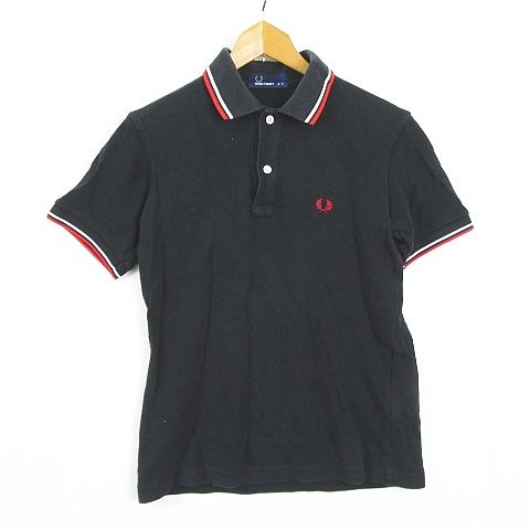 フレッドペリー FRED PERRY ポロシャツ 半袖 綿 S ブラック ワン