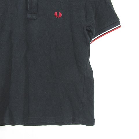 フレッドペリー FRED PERRY ポロシャツ 半袖 綿 S ブラック ワン