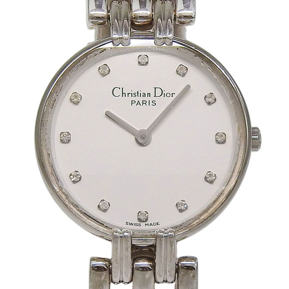 【Dior】クリスチャンディオール バキラ D44-120 ステンレススチール クオーツ アナログ表示 レディース 白文字盤 腕時計