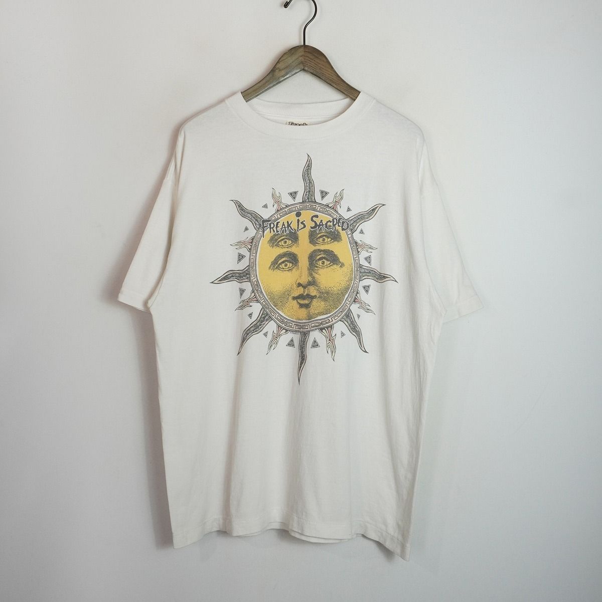 正規 美品 24AW SAINT MICHAEL セントマイケル SM-YS1-0000-C02 CP_SS TEE SUN FLEA プリント ヴィンテージ加工 半袖 Tシャツ 白系 1129P♪