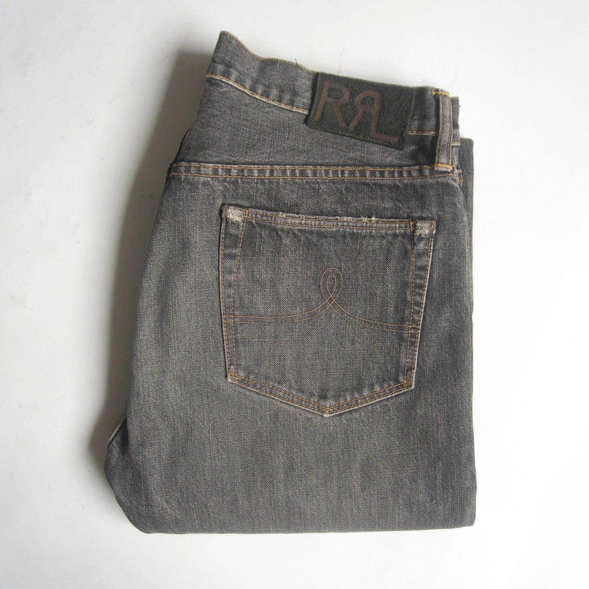 【美品】 RRL 【DUSTY BLACK STRAIGHT-LEG JEANS】【アメリカ製】32×32 ストレートレグ デニムパンツ ダブルアールエル 26050510