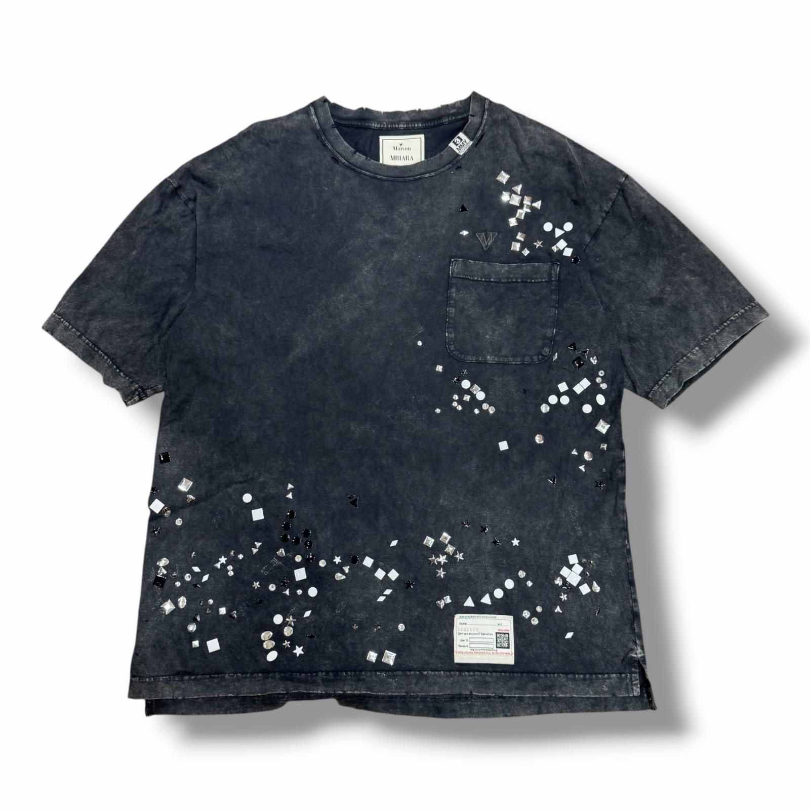 Maison MIHARA YASUHIRO EMBELLISH BLEACH TEE エンブリッシュドブリーチTシャツ メゾンミハラヤスヒロ A15TS631 ブラック 46 （3769M）