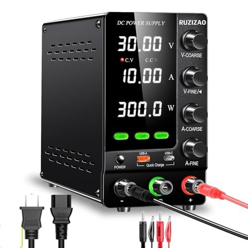 安定化電源 (0~30V 0~10A) DC 安定化ベンチ エンコーダノブ、OCP と OVP 付き実験室用 USB と Type-C 18W 急速充電と出力スイッチ付き 直流定電圧スイッチング電源kk