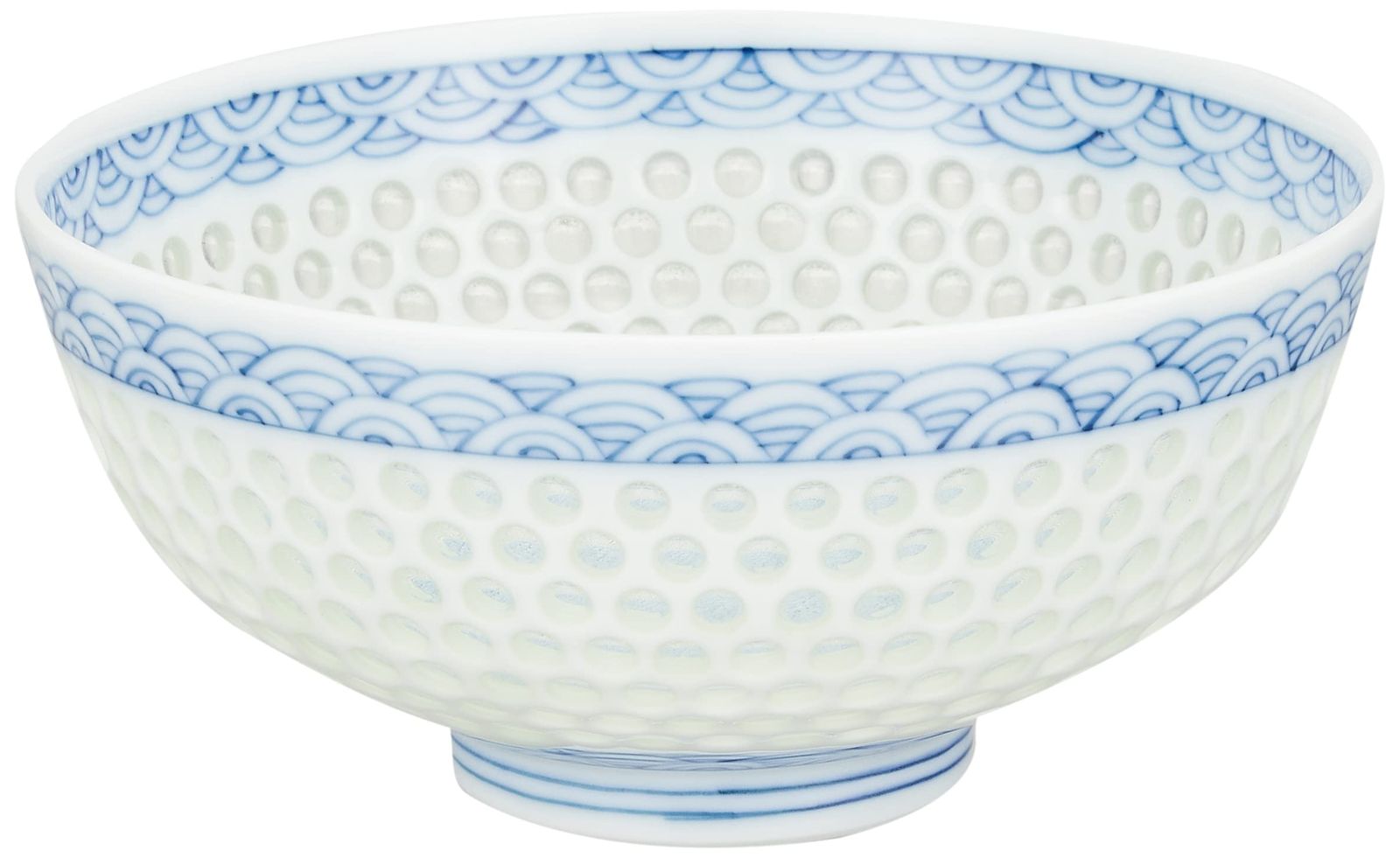 新品 波佐見焼 丹心窯 飯碗 大 水晶青海波 404511