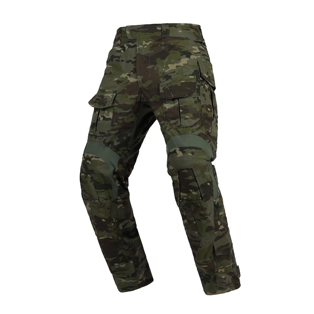 新品 [EMERSONGEAR] タクティカルカモフラージュパンツ ニーパッド付き，ミリタリーコンバットパンツ 陸軍用 エアソフト ペイントボール用