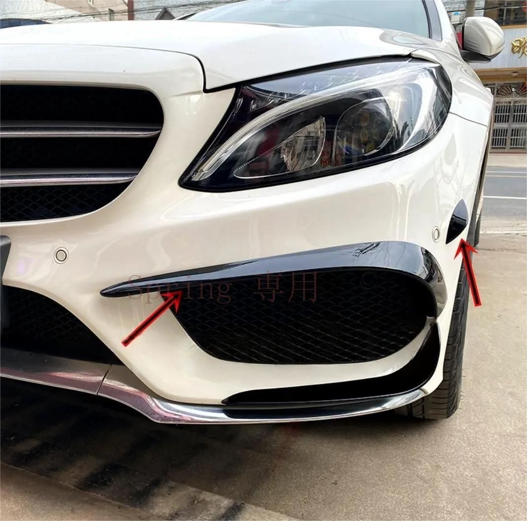 メルセデス?ベンツ Cクラス W205 C180 C200 C260 C43 AMG LINE バンパーグリル ブラックエアロフィン 6Pセット F