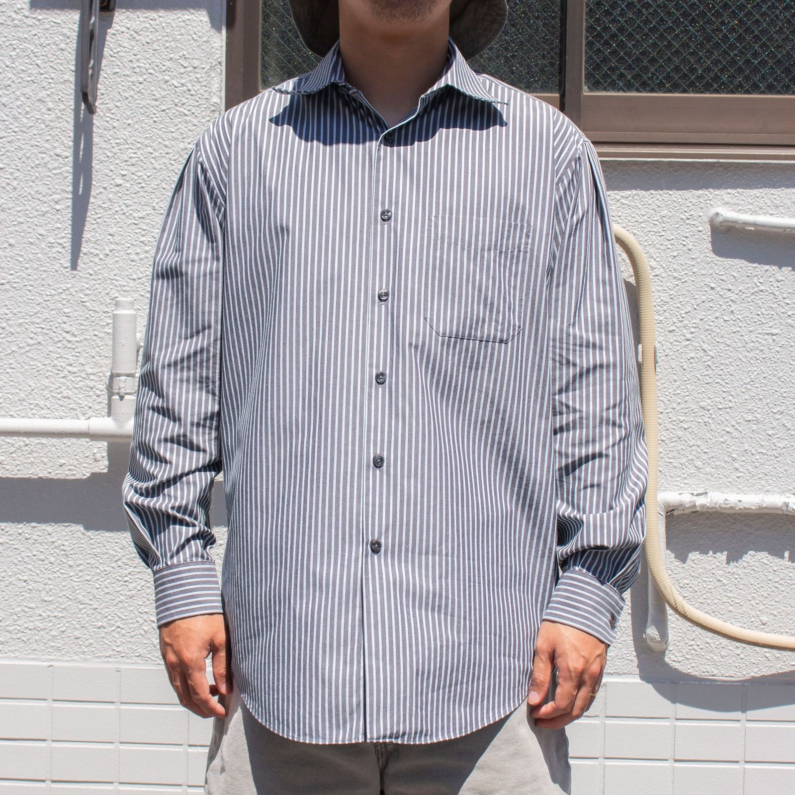 Perry Ellis Portfolio 00's Stripe Tuck Shirt【L】メンズ 古着 ペリーエリス シャツ アメリカ古着 90s 80s