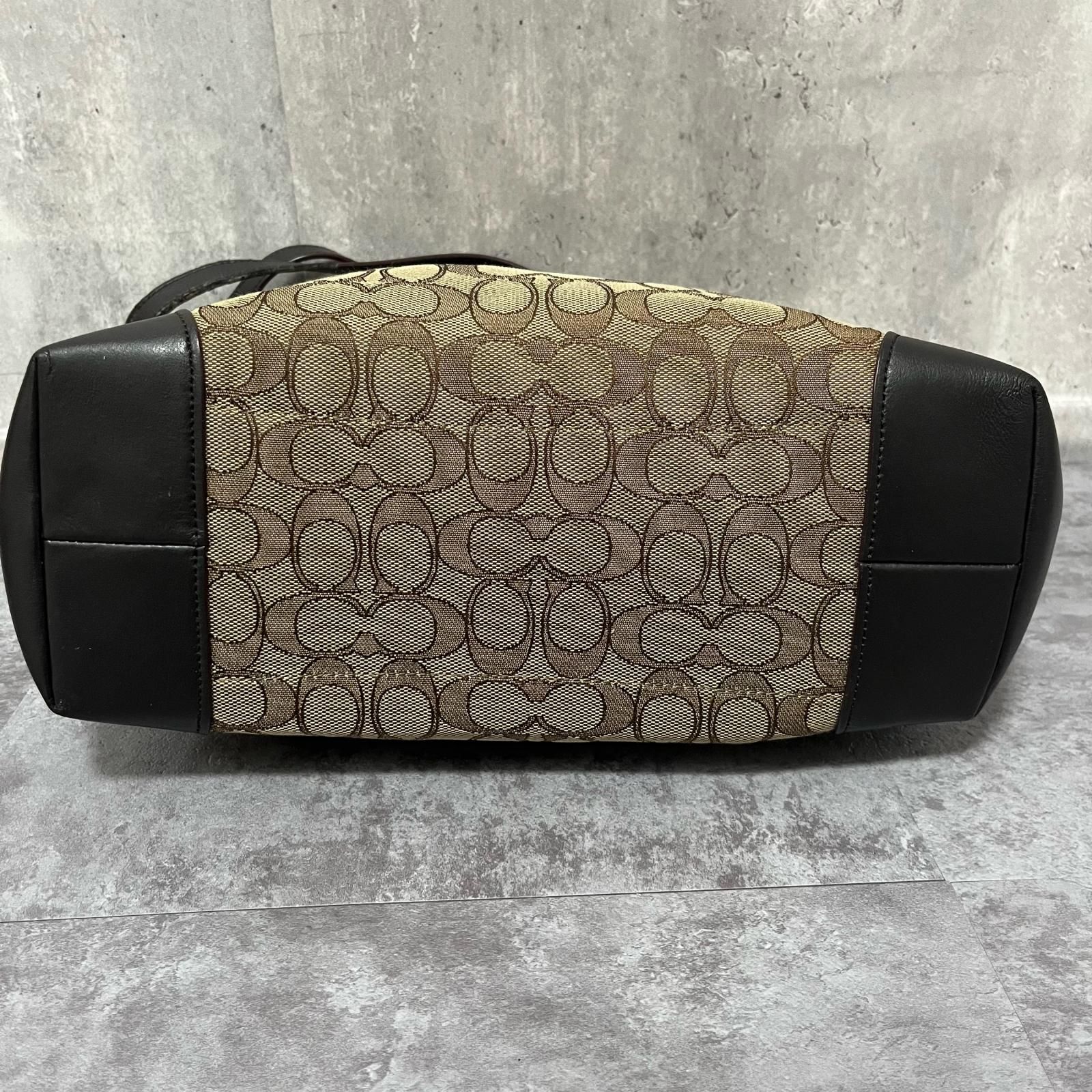 COACH】コーチ シグネチャー柄トートバッグ トートバッグ PVC×レザー 