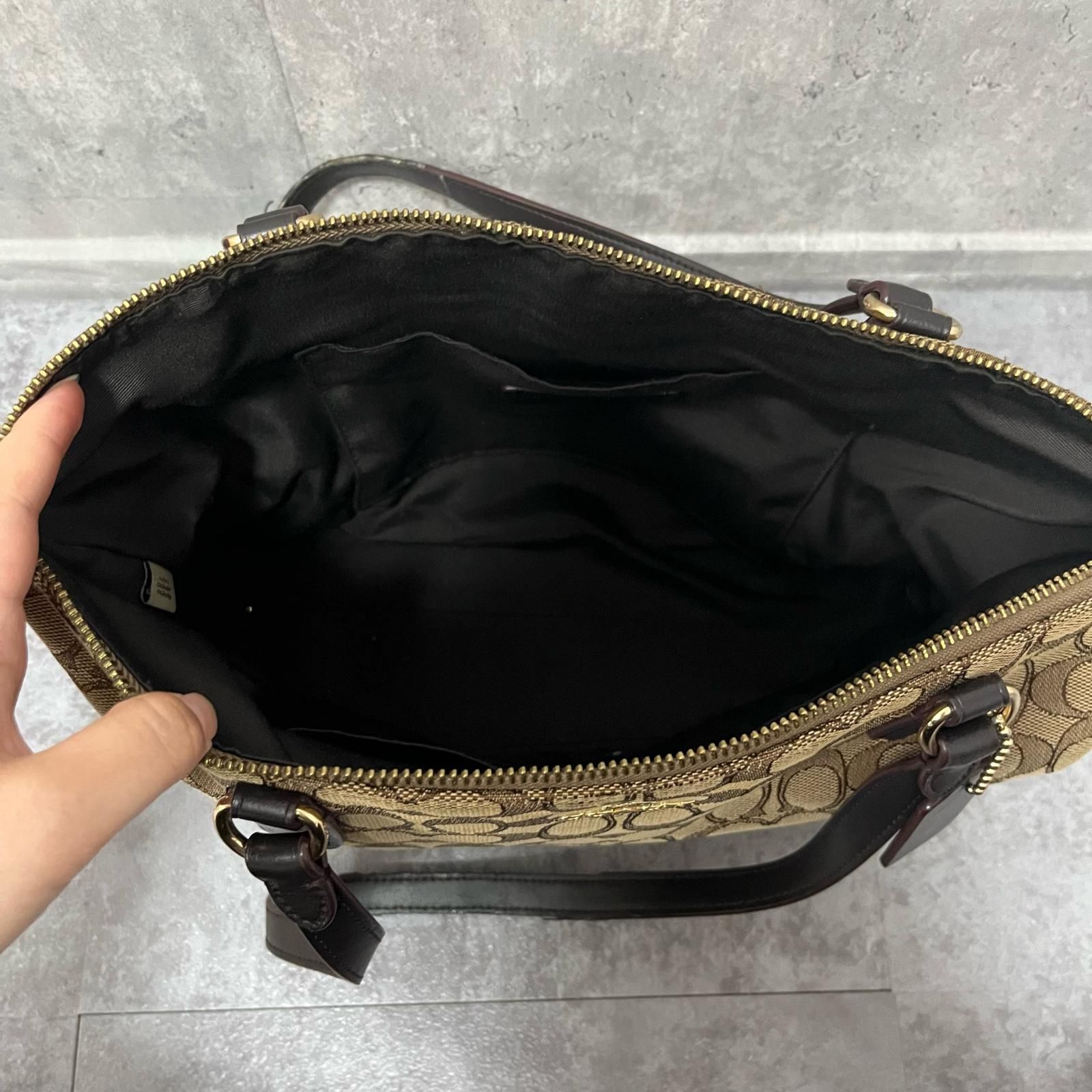COACH】コーチ シグネチャー柄トートバッグ トートバッグ PVC×レザー 