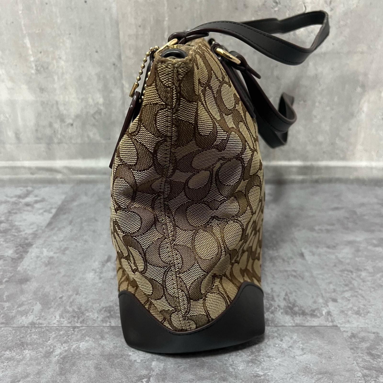 COACH】コーチ シグネチャー柄トートバッグ トートバッグ PVC×レザー 