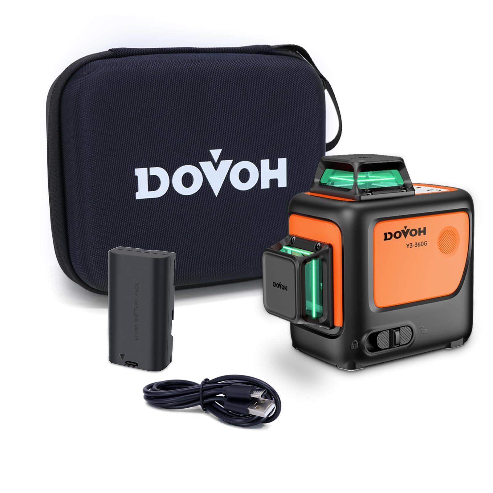 ☆新品☆DOVOH レーザー墨出し器3x360°12ライン グリーンレーザーレベル 高精度レーザー水平器 フルライン 自動補正 Type-C充電可能 受光器対応 Y3-360G 317a9de1
