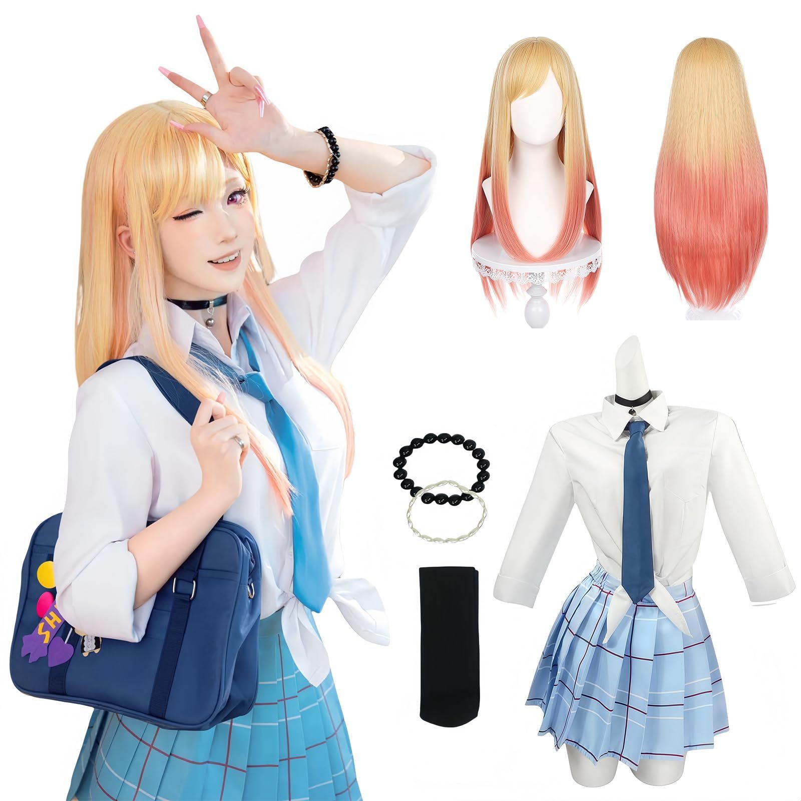 新品 [NOKIJP] 喜多川海夢 コスプレ衣装 きたがわ まりん コスプレ衣装 着せ恋 コスプレ 制服 セット アニメ コスチューム その着せ替え人形は恋をする COSPLAY（喜多川海夢 夏服 、S）