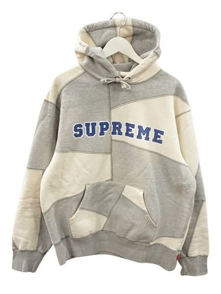 シュプリーム SUPREME Patchwork Hooded Sweatshirt パッチワーク パーカー M グレー 長袖 ロゴ プリント トップス ☆AA★
